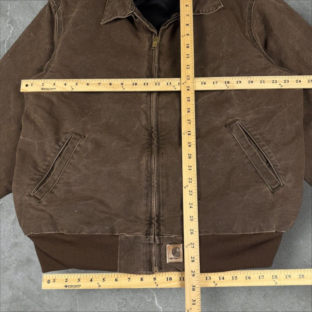 Vintage Y2K Carhartt J102 CHT Chestnut Brown Mesh Lined Sandstone Duck Bomber XL - Picture 4 of 7
